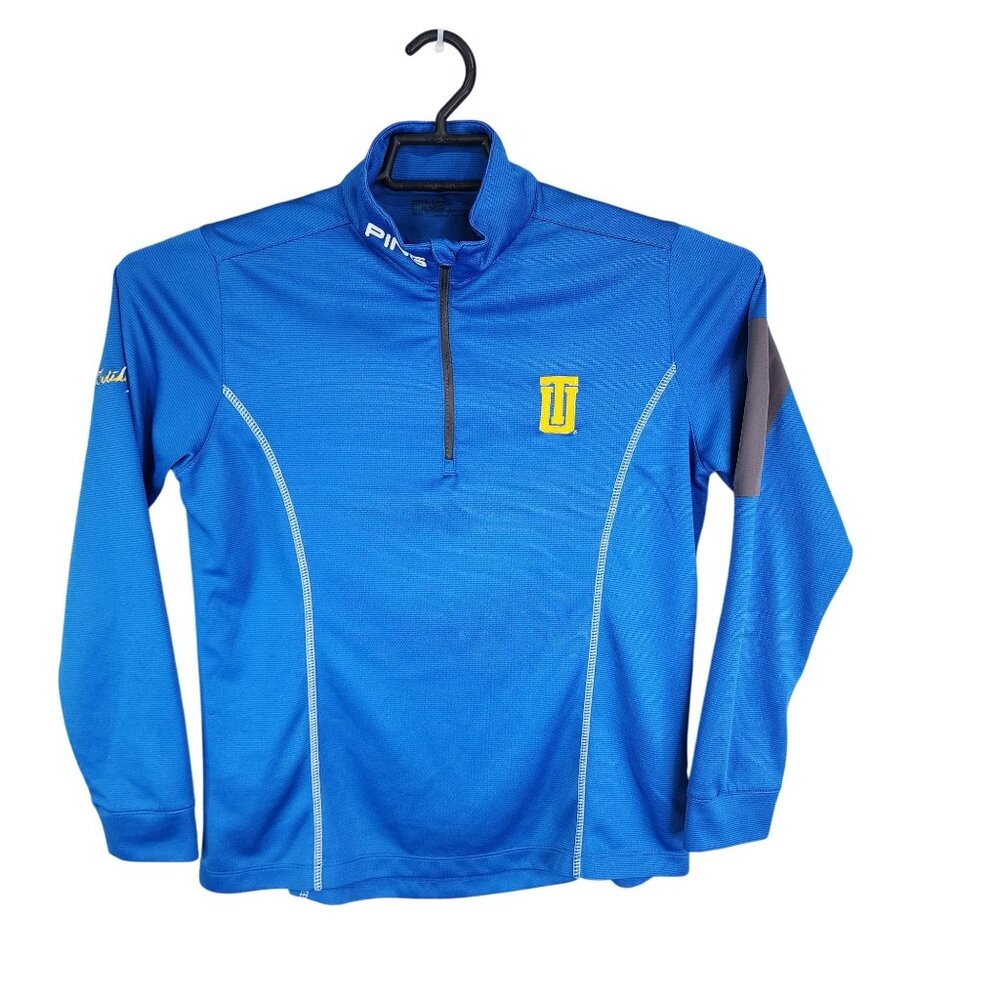 Womens Ping Blue Pullover Golf Shirt 1/4 Zip Long Sleeve Mock Neck Size M